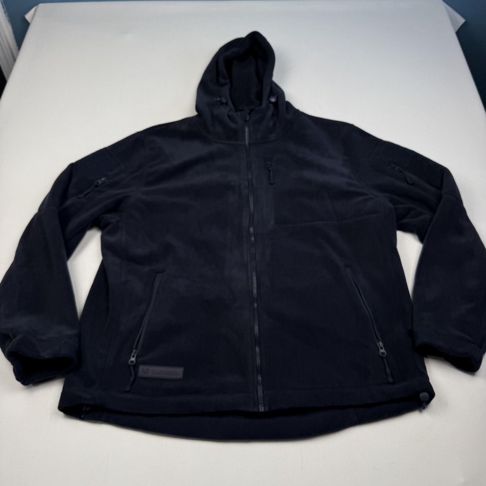 BAERSkin Jacket Mens XL Blue Full Zip Hooded Tactical Supply Fleece Hiking